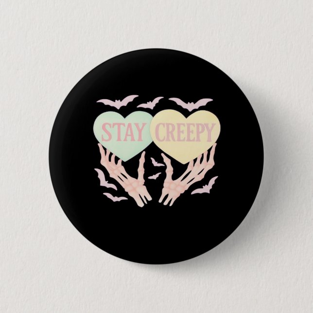 Creepy – Skeleton Hand Holding Hearts Sweet And Sp 2 Inch Round Button (Front)