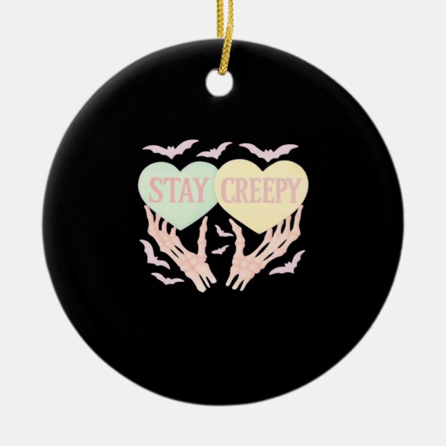 Creepy – Skeleton Hand Holding Hearts Sweet And Sp Ceramic Ornament (Front)