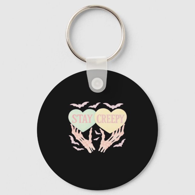 Creepy – Skeleton Hand Holding Hearts Sweet And Sp Keychain (Front)