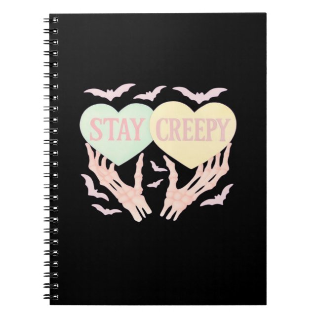 Creepy – Skeleton Hand Holding Hearts Sweet And Sp Notebook (Front)