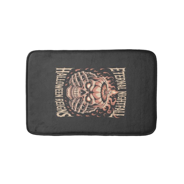 Creepy Skeleton Hands Pumpkin Skull Bath Mat (Front)