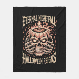 Creepy Skeleton Hands Pumpkin Skull Fleece Blanket