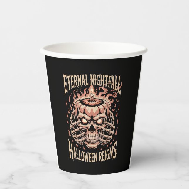 Creepy Skeleton Hands Pumpkin Skull Paper Cups (Front)