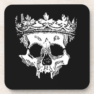 Creepy Skeleton head on a Hard plastic coaster