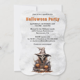 Creepy Skeleton Jack O’Lanterns Halloween Party Invitation