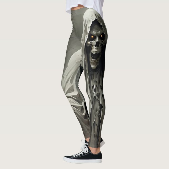 Creepy Skeleton Man Design Leggings (Left)