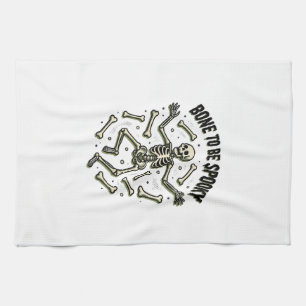 Creepy Skeleton Shirt Vintage Halloween Bones Desi Kitchen Towel