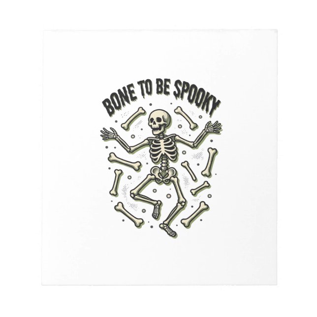 Creepy Skeleton Shirt Vintage Halloween Bones Desi Notepad (Front)