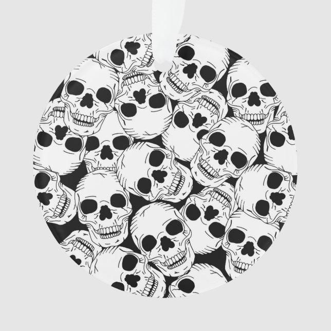 Creepy Skeleton Skulls Goth Halloween Ornament (Front)