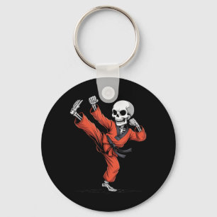 Creepy Skeleton Taekwondo Halloween Costume Keychain
