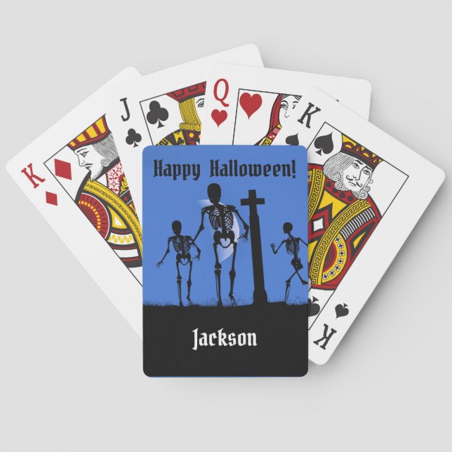 Creepy Skeletons in Graveyard  Playing Cards (Back)
