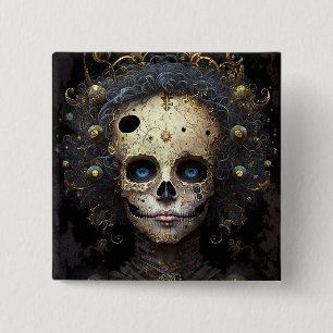 Creepy Skull Gothic Dark Fantasy Art 2 Inch Square Button