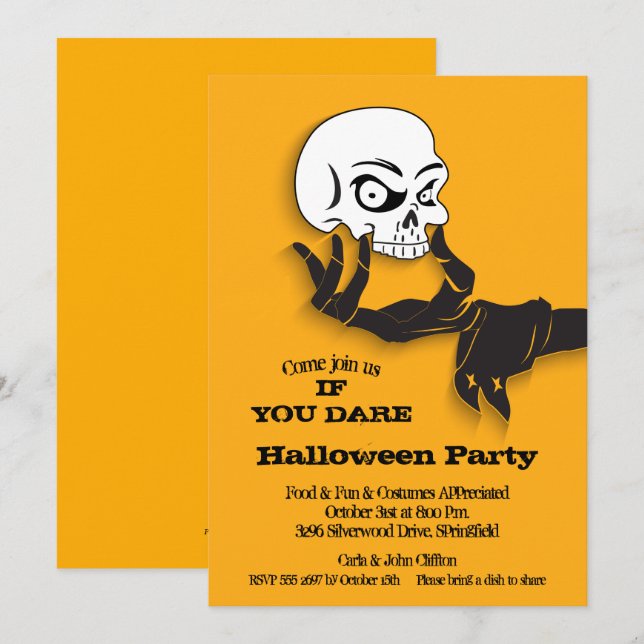 Creepy Skull Halloween Party Invitations (Front/Back)