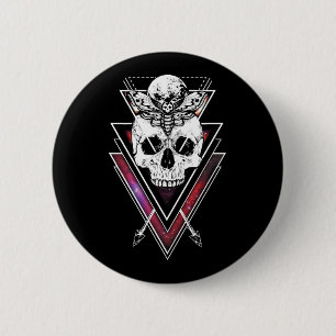 Creepy Skull Moon Moth Pastel Goth 2 Inch Round Button