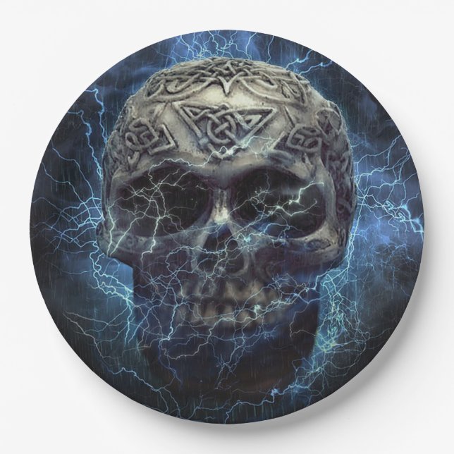 Creepy Skull Paper Plate (Front)
