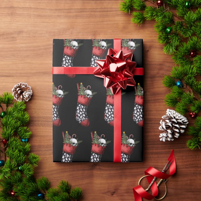 Creepy Skull Stocking Wrapping Paper (Holiday Gift)