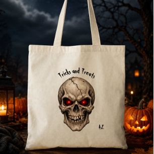Creepy Skull with Glowing Eyes Personalized Tote Bag