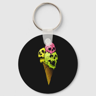 Creepy Skulls Icecream Horror Colourful Halloween Keychain