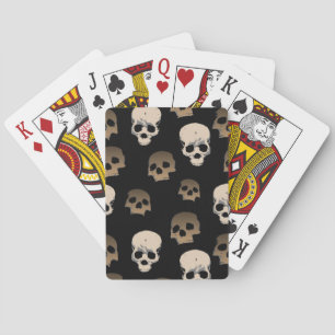 Creepy Skulls Pattern 3D Effect Black Background Playing Cards