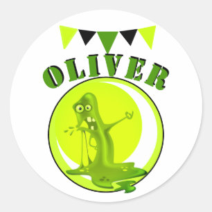 Creepy Slime Monster Kid`s Name Birthday Classic Round Sticker