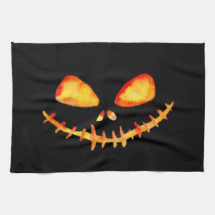Creepy Smiling Jack O' Lantern Face Kitchen Towel