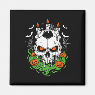 Creepy Soccer Skull Halloween Candle Pumpkins Magnet