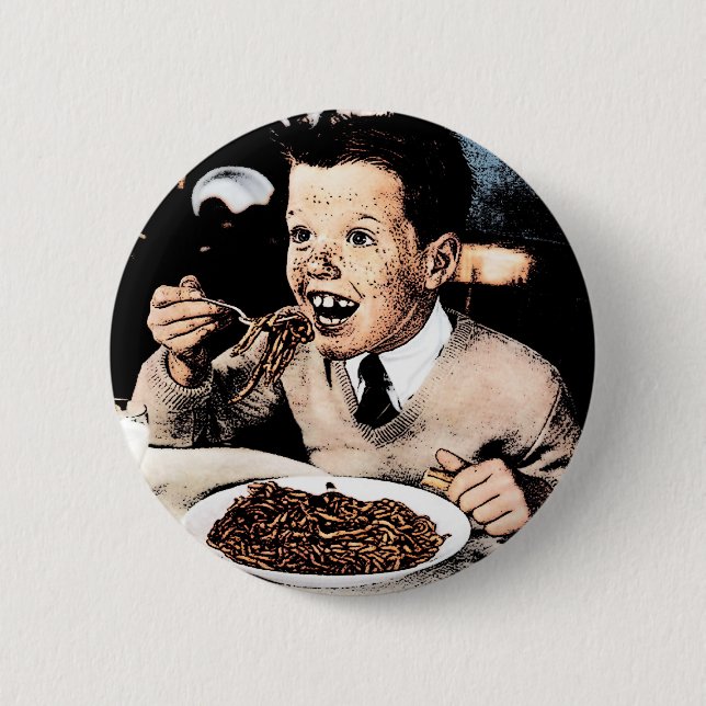 Creepy Spaghetti Kid 2 Inch Round Button (Front)