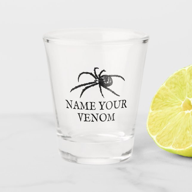 Creepy Spider Custom Personalized Halloween Shot Glass (Front)