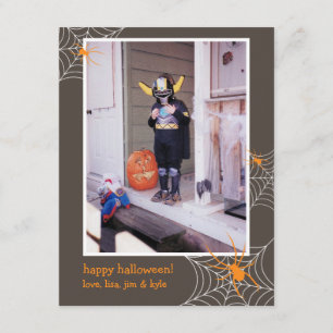 Creepy spider web frame custom photo Halloween Card