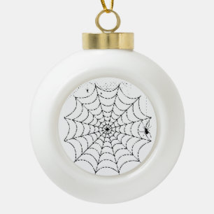 Creepy Spider Web Halloween Ceramic Ball Christmas Ornament