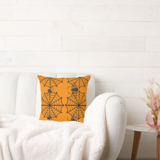 Creepy Spider Web Halloween Throw Pillow