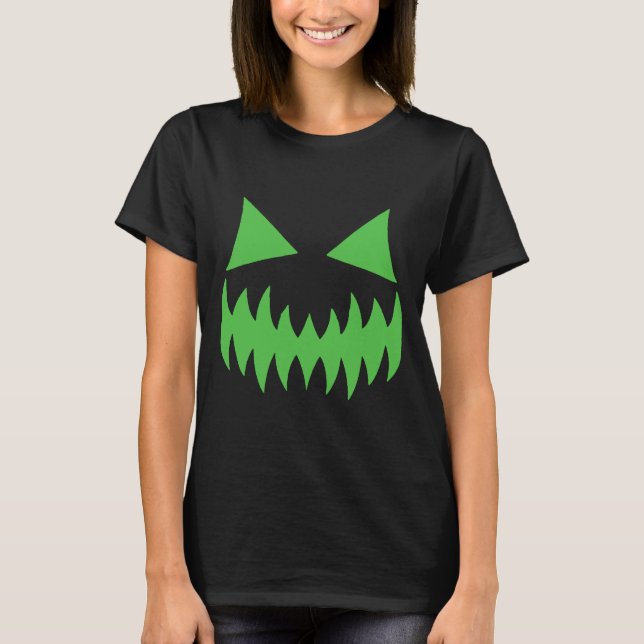 Creepy Spooky Fun Pumpkin Jack O Lantern Face   T-Shirt (Front)
