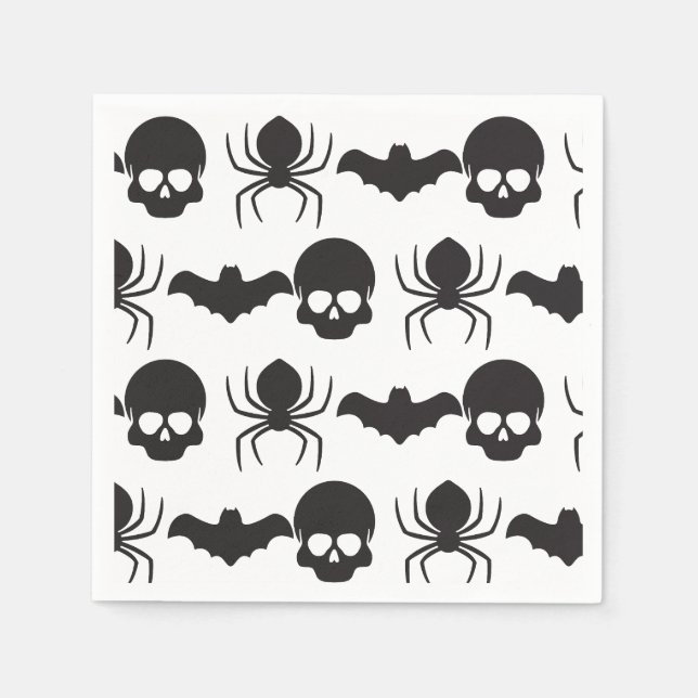 Creepy Spooky Halloween  – Skull, Spider & Bat Napkin (Front)