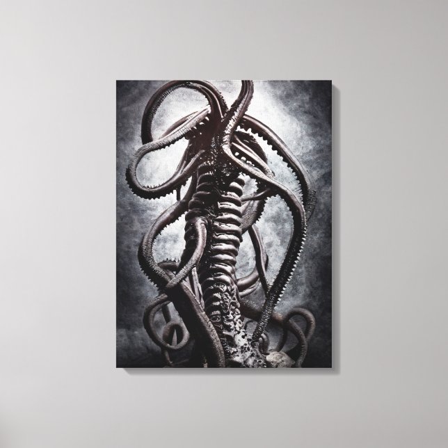 Creepy Statue of an Ancient Alien Entity Canvas Print (Front)
