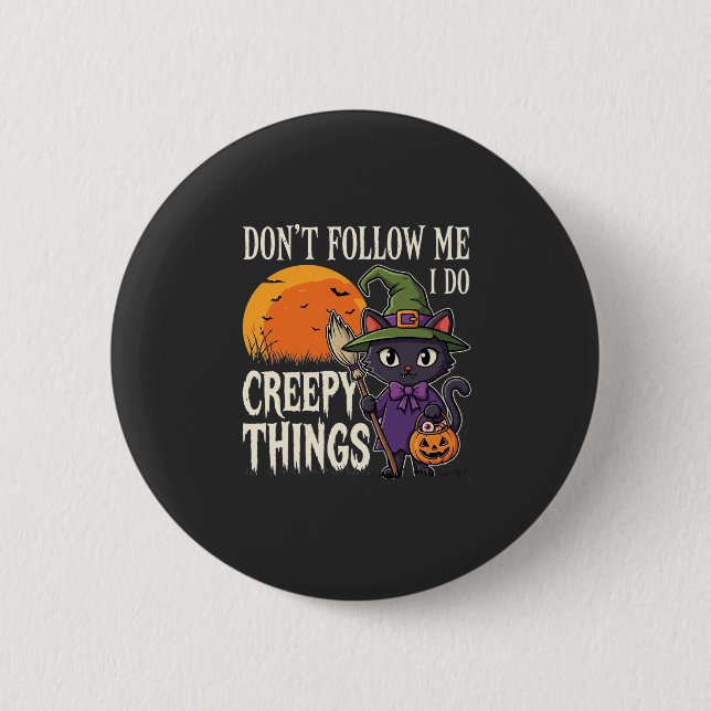 Creepy Things Halloween Cat Witch Design_1 2 Inch Round Button (Front)