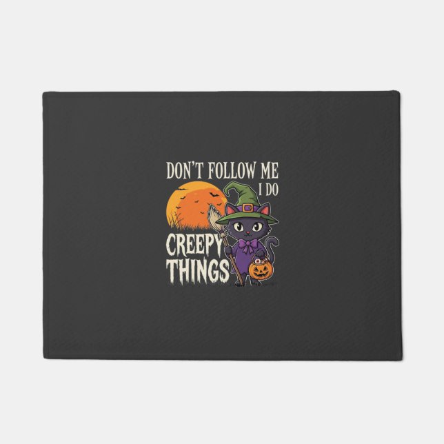 Creepy Things Halloween Cat Witch Design_1 Doormat (Front)