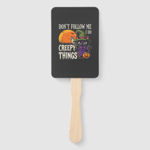 Creepy Things Halloween Cat Witch Design_1 Hand Fan