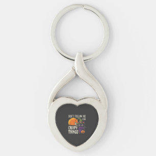 Creepy Things Halloween Cat Witch Design_1 Keychain
