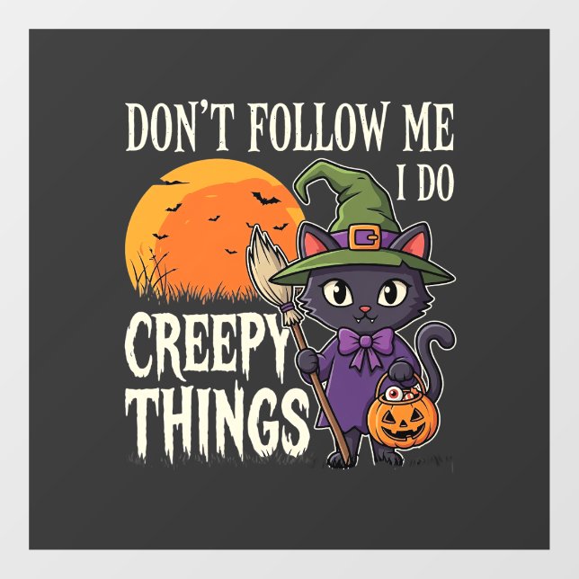 Creepy Things Halloween Cat Witch Design_1 Window Cling (Sheet)