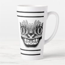 Creepy Tribal Cat Black and White