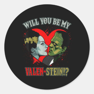 Creepy Valentines Gift Merch Frankenstein Valen-st Classic Round Sticker
