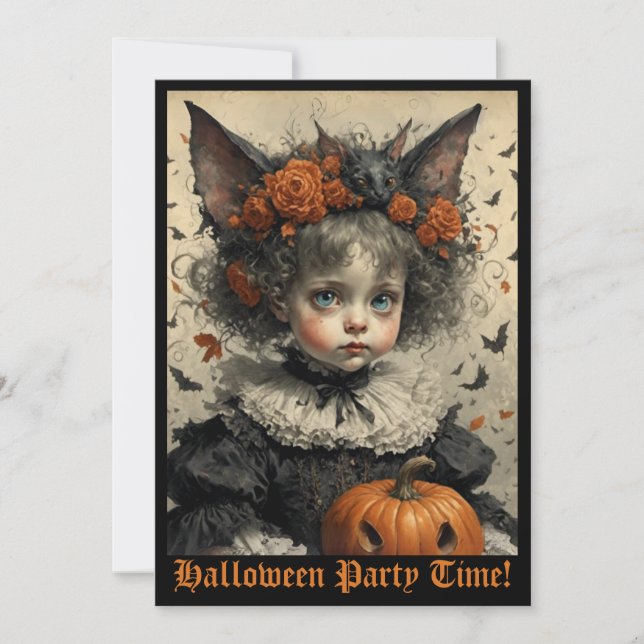 Creepy Victorian Girl Halloween Invitation (Front)