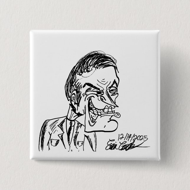 creepy villain cartoon 2 inch square button (Front)