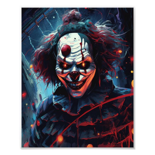 Creepy Vintage Time Clown  Photo Print (Front)