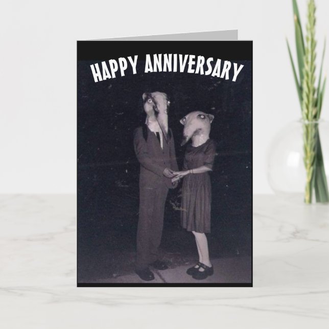 CREEPY WEDDING ANNIVERSARY COUPLE GREETING CARD (Front)