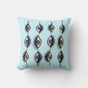 Creepy Weird Eye Garlands Cool Surreal Art Throw Pillow