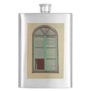 Creepy window hip flask