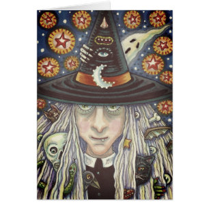 CREEPY WITCH, EVIL EYE, GOTH GREETING CARD Blank