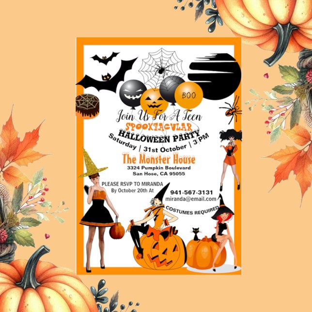 Creepy Witches Spooktacular Halloween Party Teens  Invitation (Creepy Witches Spooktacular Halloween Party Teens Invitation)