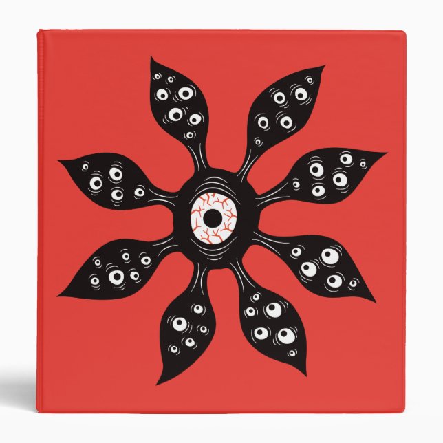 Creepy Witchy Eye Monster On Red Binder (Front)